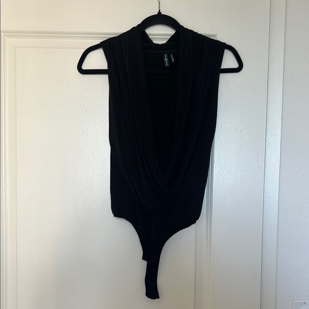 Guess Black Sleeveless Wrap Bodysuit